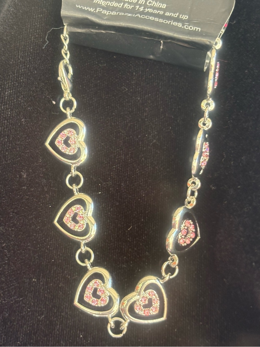 paparazzi Silver-Tone Heart Bracelet with Pink Crystals